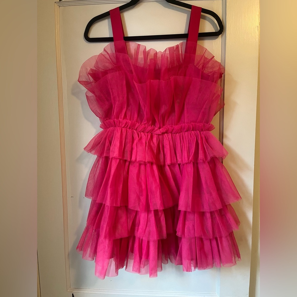 Vibrant Pink Layered Tulle Dress